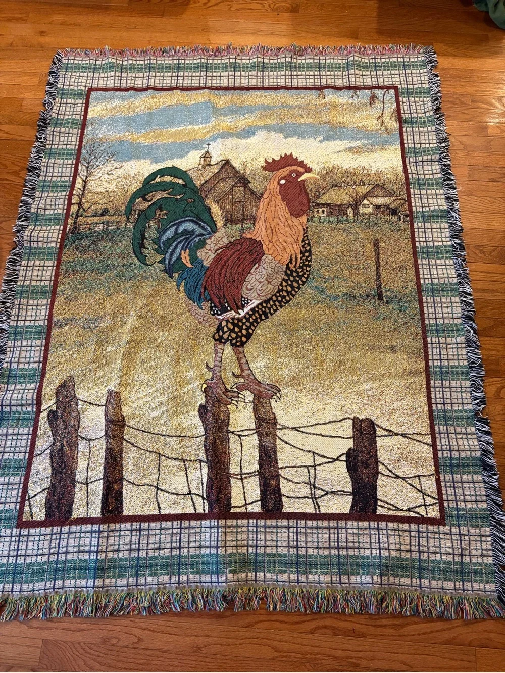 Rooster throw Blanket chicken farmhouse decor